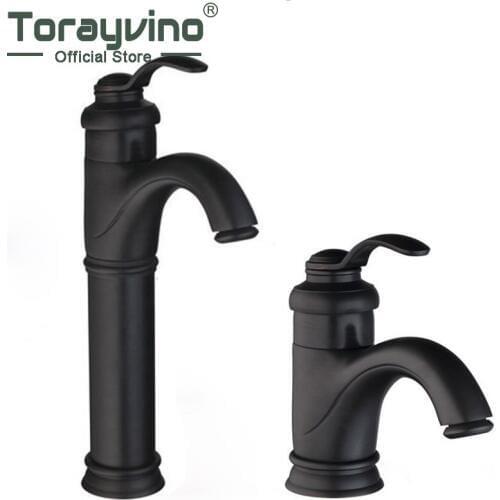 Oil Rubbed Black Bronze Bathroom Faucet Torneira Bathroom Deck Mounted Single Handle Wash Basin Sink Faucets Mixer Tap