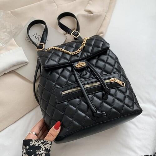 DORANMI Diamond Lattice Schoolbag Womens Backpack 2021 Luxury Brand Designed Ruckacks Female Book Bag Solid Mochila Bags SB553