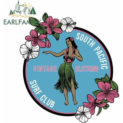 EARLFAMILY 13cm x 11.6cm For Hawaiian Hula Fine Decal Sunscreen Car Stickers Car Styling Waterproof Laptop Occlusion Scratch