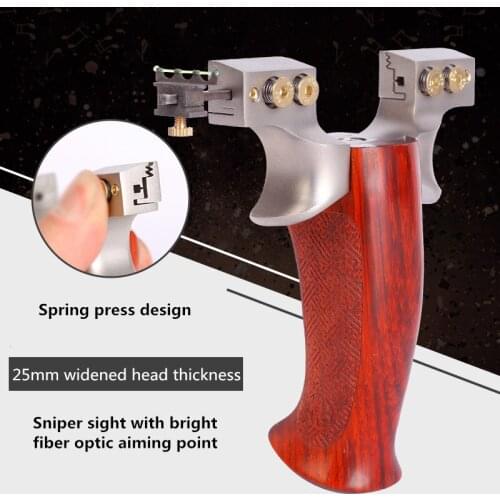 Ejection Slingshot Legend Stainless Steel 304 Ebony Handle Flat Leather Precision Wire Cutting Outdoor Hunting Competitive Bow