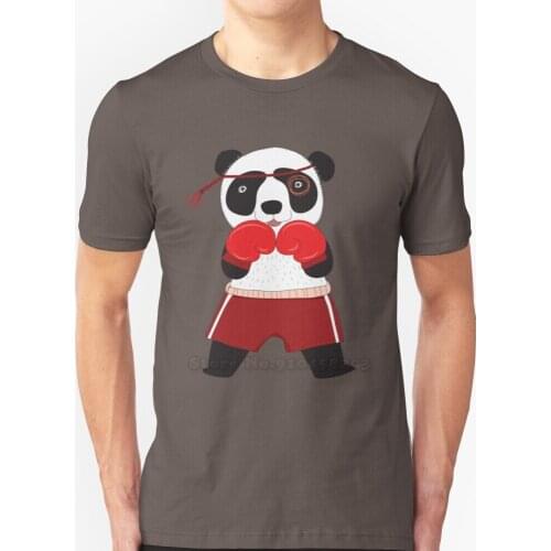 Cartoon Animals Fighting Boxing Panda Bear T-Shirts Pure Cotton O-Neck T Shirt Men Bear Panda Panda Bear Animals Wild Animals