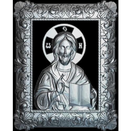 Icon of Jesus Christ 3d model for cnc STL format Religion 3d Relief Model STL Router 3 axis Engraver ArtCam