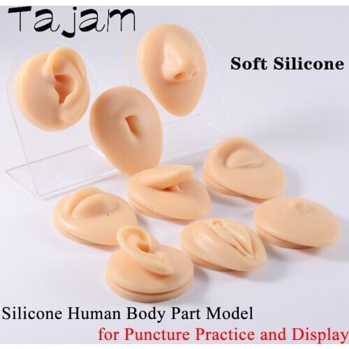 1Set Simulation Human Body Part White Black Silicone Model with Stand Use for Tattoo Puncture Practice Piercing Jewelry Tool