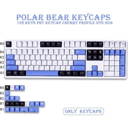 129 Keys PBT Keycap Cherry Profile DYE-SUB Personalized Japanese Polar Bear Keycaps For Cherry MX Switch Mechanical Keyboard