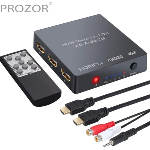 PROZOR 3x1 HDMI-compatible Switcher With Audio Extractor Optical Toslink SPDIF Output Support 4K 3D PIP HDMI-compatible Switch
