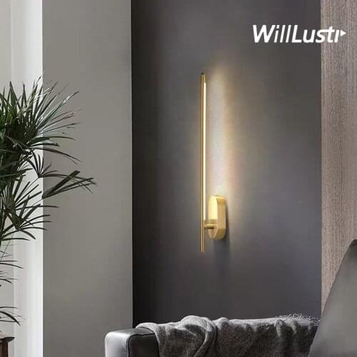 Creative LED Wall Lamp Copper Color Iron Acrylic Sconce Hotel Mall Shop Aisle Lounge Bedside Minimalist Dual Use Vanity Lighting