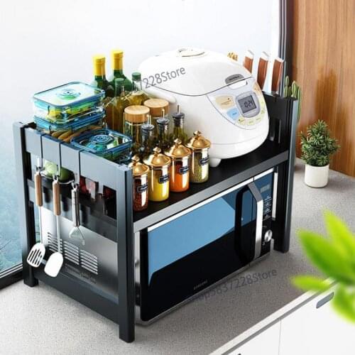 Kitchen microwave oven rack telescopic oven shelf countertop multi-layer desktop rice cooker cabinet supplies storage rack