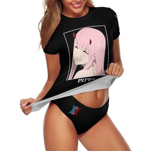 Swimsuit Cosplay Zero Two Anime Darling In The Franxx Women Girl Tankinis Cute Set High Waist Bikini Sexy Swimming Beach Bathing
