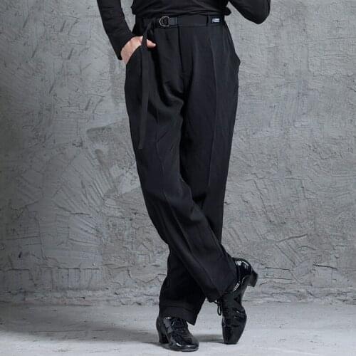 2021 Men Latin Dance Pants Black Practice Clothes Chacha Samba Tango Latin Performance Costumes Latin Dance Trousers DN8386