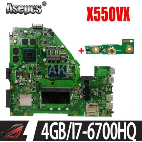 NEW AKEMY X550VX Laptop Motherboard for ASUS X550VX X550VX FZ50VX FH5900V FX50V original Mainboard GTX950M i7-6700HQ 4GB RAM