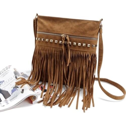 New Autumn Winter Messenger Bag for Women Fashion Velvet Wicker Tassel Bag All-Match Shoulder Bag
