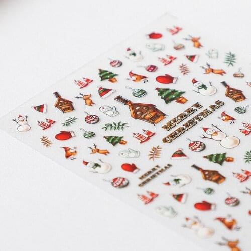 New Craft Sticker 5D Nail Art Sticker Matte Thin and Transparent Relief Retro Christmas Professional Nail Art Decoration Sticker