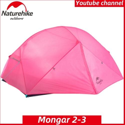 NatureHike Mongar 2 - 3 Persons Camping Tent Ultralight Aluminum Alloy Pole Double Layer Outdoor Pink Tents