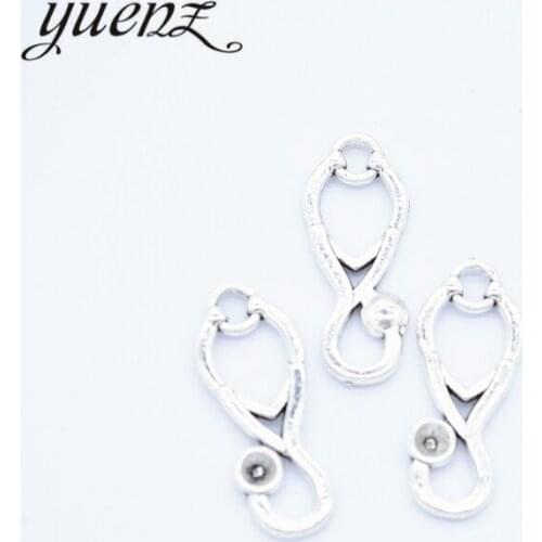 YuenZ 25pcs Antique Silver color Stethoscope Charms Metal Pendants Jewelry Making Accessories 13*9mm J417