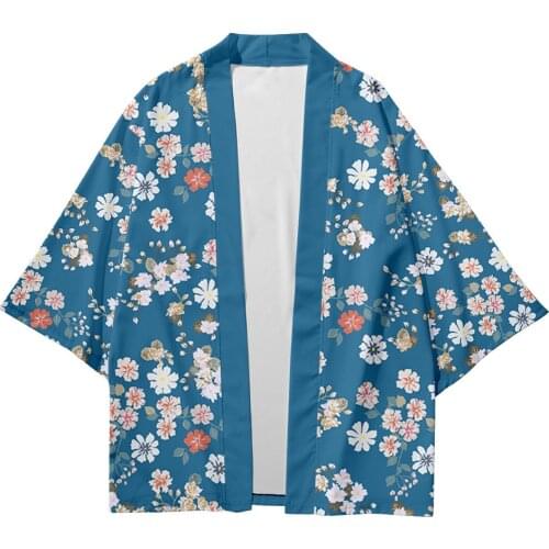 Plus Size XXS 6XL 5XL Pink black blue Daisy Print Japanese Beach Cardigan Asian Women Girl Kimono Tops Blouse Yukata Clothing