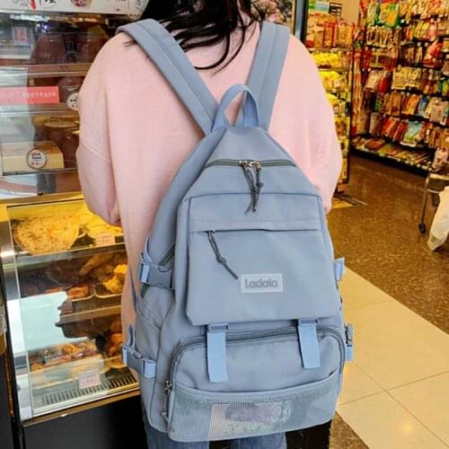 School Solid Color Backpack Womens Students Backpacks For Girls Korean Fashion Female Bags Casual Large New Capacity Schoolbag