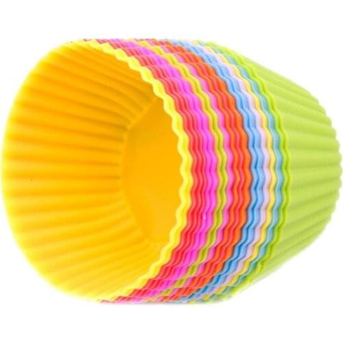 12 Pcs Baking Cup Liner Baking Molds Round Shape Silicone Cupcake Mould Maker Mold Tray DIY Cake Decorating Tools