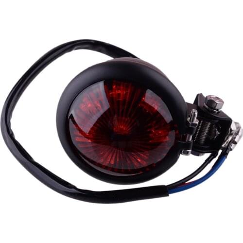 12V Motorcycle Round Red LED Rear Tail Brake Stop Light for Cafe Racer ATV Dirt Bike Custom Chopper Bobber Scrambler Style