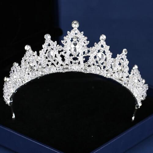 Bridal Crown Silver Color Rhinestone Crystal Wedding Crown Princess Headdress Bridal Handmade Hair Accessories Wedding Crown