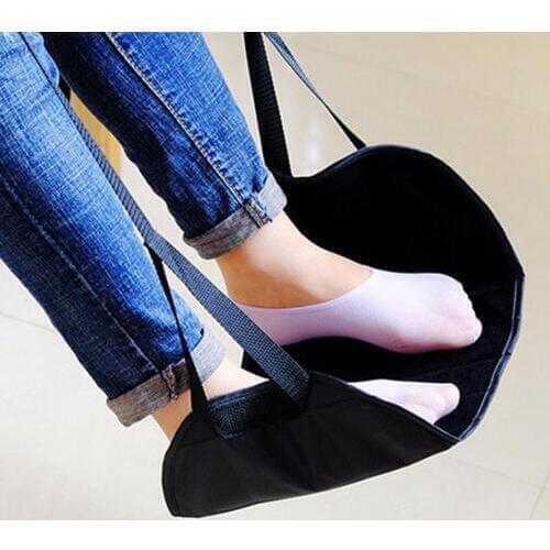 Comfy Hanger Travel Airplane Footrest Hammock Premium Memory Cotton Foot Resting Hammock for Travel Office Leg Hammock
