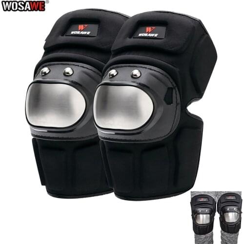 WOSAWE Motorcycle Knee Guards Sainless steel Motocross Knee Support Protector Guard Skateboard Cycling Bike Kneepads Adult