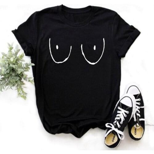 Maoys womens T-shirt womens European and American style T-shirt womens fashion big breasts printed T-shirt womens top