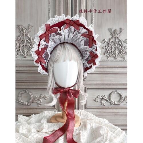 Gorgeous Tea Party Vintage Sun Hat Sweet Lolita Bonnet Princess Bow Multi-layer Lace Trimming Bow Soft Wire Brim Women Bnt