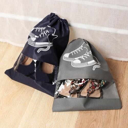 1/5pcs New Waterproof Shoes Bag Travel Portable Shoe Storage Bag Sneaker Pocket Tote Drawstring Bags Non-Woven Organizador