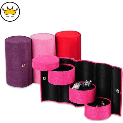 1PC Rotating Jewelry Box Creative 3 Layer Function Outdoor Storage Box Round Choker Ring Organizer Holder Cylindrical Box Case