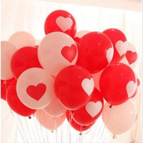 10pcs/lot Red/White Heart Latex Balloons Inflatable Round Air Ball Wedding Happy Birthday Party Balloons Decoration
