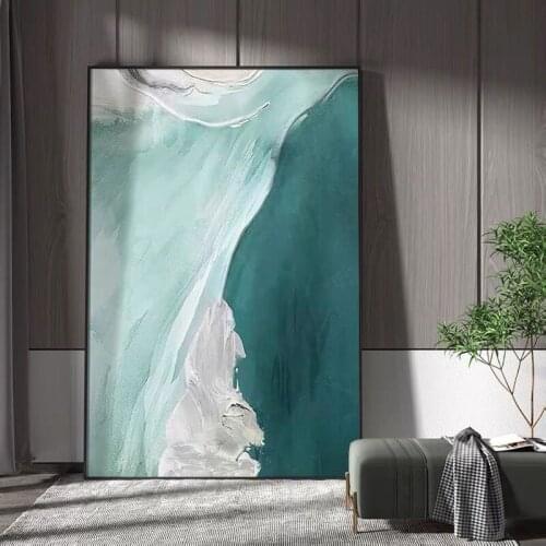 100 Handmade Abstract Oil Painting Wall Art Blue and White Style Picture Minimalist Modern On Canvas Decorative For Living