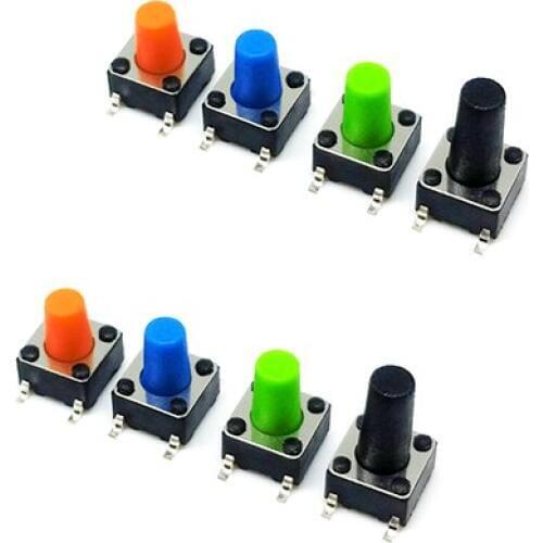 100Pcs 6*6*8/8.5mm SMD Micro Push Button Tactile Tact Electronic Switch Brown/Blue/Black/Red/Orange/Green/Yellow/White