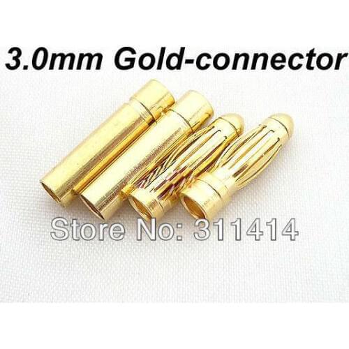 20pairs/Lot 3 3.0mm Gold Bullet Banana Connector Plug Gold Plated For ESC Battery Motor Good Quality Wholesale Brand New