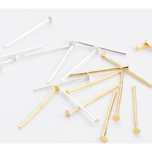 200pcs/lot Flat Head Pins 20 30 40 50mm Gold Color Rhodium Metal Headpins For Jewelry Findings Making DIY Accessories Supplies