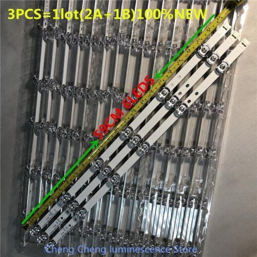3Pieces/lot BACKLIGHT STRIP FOR LG 32LB550B TV LG INNOTEK DRT 3.0 32"_A TYPE REV0.1 HC320DXN 59cm 6led 6v 100%new