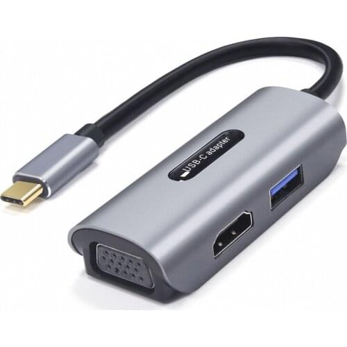 3 IN 1 Type C To RJ45 VGA MiniDP DP HDMI-compatible Adapter for MacBook Network Projector Computer Monitor Connection Adapter