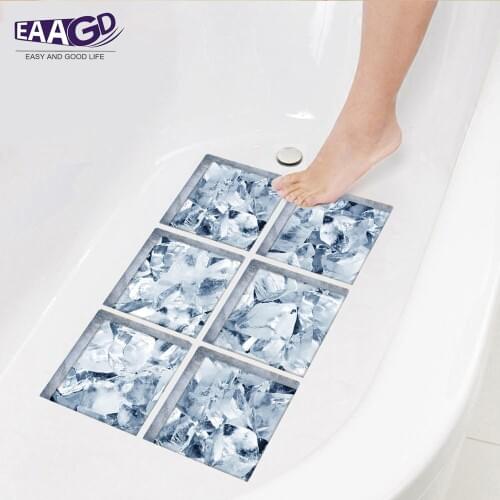 6Pcs/Set Ice Cube Bath Treads Sticker Safety Non Slip Bath Tub Tattoos Tub Stickers Tub Decals Tub Appliques