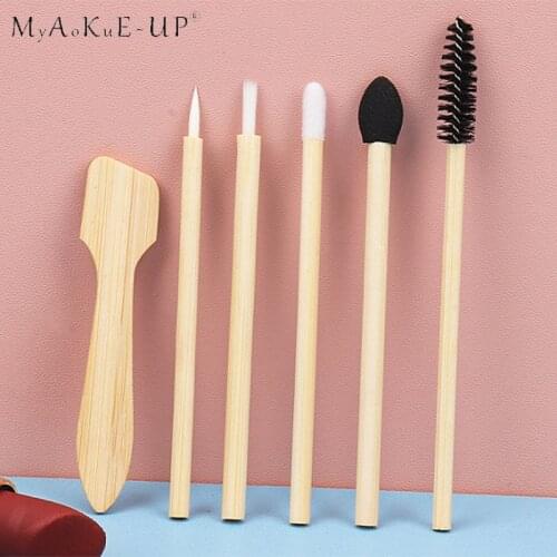 6pcs/lot Beauty Makeup Brushes Set Professioal Bamboo Handle Blending Eyeliner Eyebrow Eyelash Brush Applicator Cosmetic Tools