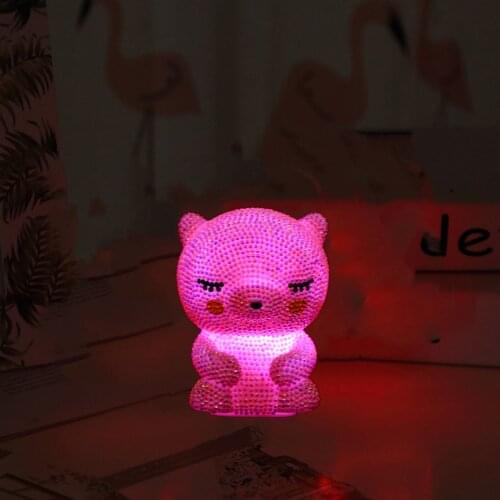 DIY Diamond Painting LED Light Lamp Diamond Embroidery Table Lamp Bear Diamond Mosaic Home Desk Decor Christma Gift with Tools