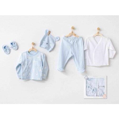 Andywawa AC21320 Bear Story Newborn 5 Piece The Zibin Set Hospital Output Blue
