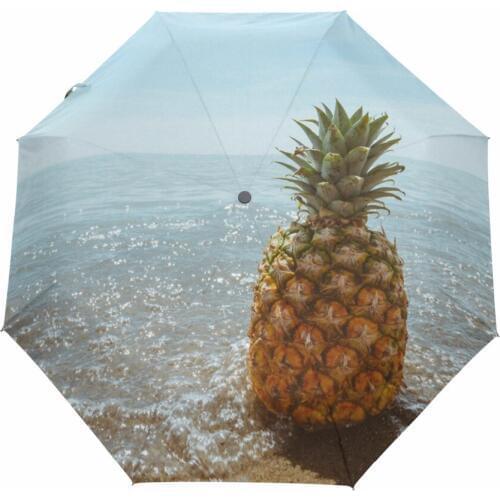 Pineapple Printed Automatic Umbrella There Folding Automatic Umbrellas For Business Men Women Children Cars Male Rain Paraguas