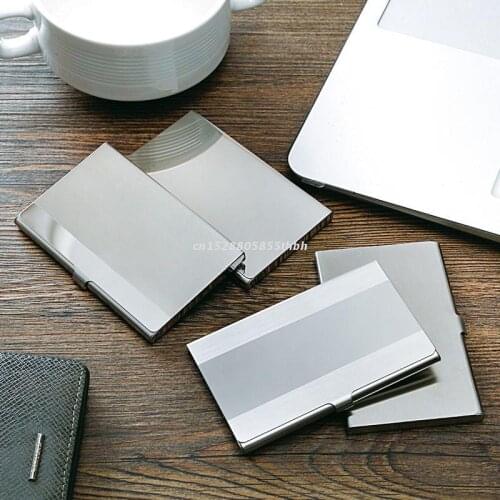 Pocket Stainless Steel & Metal Business Card Holder Case ID Credit Wallet Silver