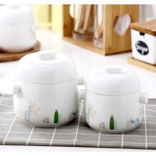 Stew Pot Bowl with Double Lid and Handle Soup Steam Soup Bowl Steaming Cup Meat Beef Egg Ceramic Slow Cooker Large Small