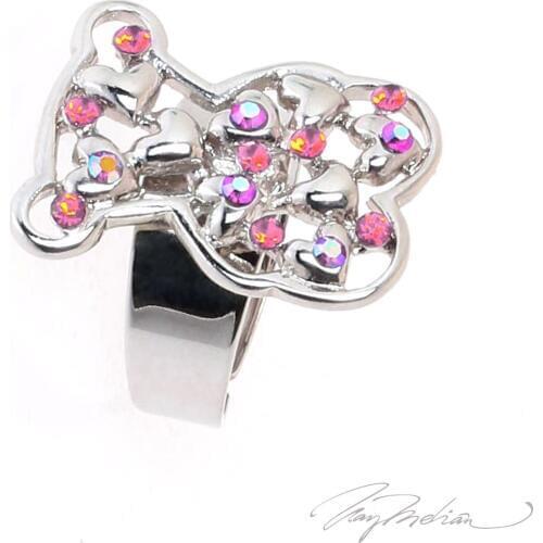 Ring Rhodium and Swarovski crystal Pink OSORED Collection CROWN