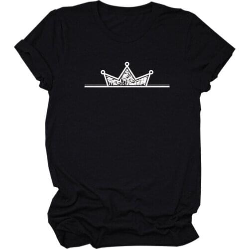 Crown Prints Do Old Effect Tops Plus Size Women Gothic Punk Tshirt Letter White Top Adventure Time 90s Plus Size