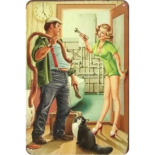 Girls Plaque Metal Vintage Tin Sign Pin Up Shabby Decor Metal Signs Vintage Bar Decoration Metal Poster Pub Metal Plate Painting