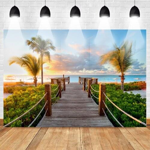 MOCSICKA Summer Holiday Backdrop for Photography Sea Beach Background Plam Tree Sunset Glow Wedding Backdrops for Photo Studio