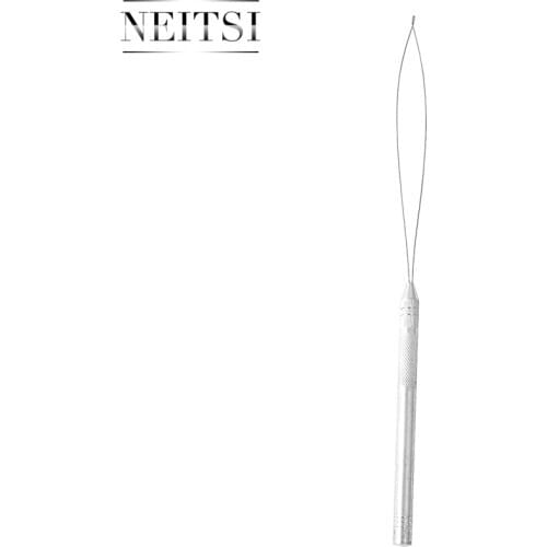 Neitsi Hair Extensions Hook Needle Pulling Tool 1PC Needle Threader Metal Handle For Micro Rings Hair Extensions