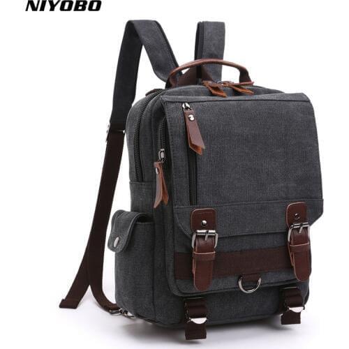 NIYOBO Multifunction Mens Canvas Backpack Vintage Rucksack Leisure Large Capacity School Bags for Teenagers Classic Backpacks