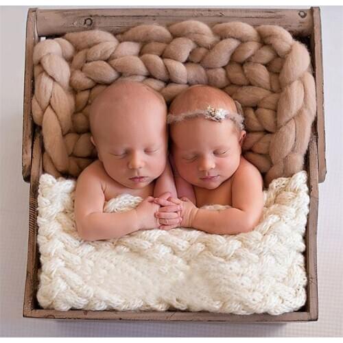 New High Quality Hand Knitted Wool Crochet Baby Blanket Photography Props Chunky Knit Solid Baby Bed Blankets Basket Stroller